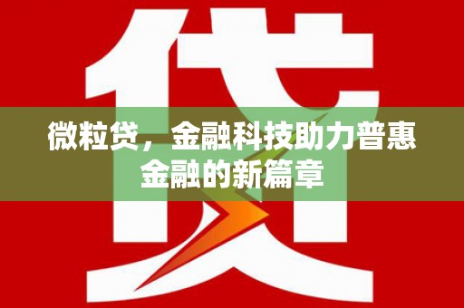 左营微粒贷，金融科技助力普惠金融的新篇章