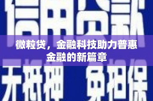 左营微粒贷，金融科技助力普惠金融的新篇章