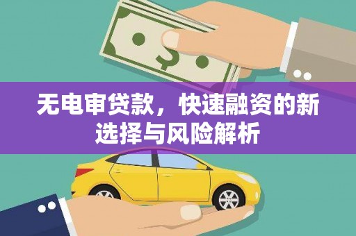 左营无电审贷款，快速融资的新选择与风险解析