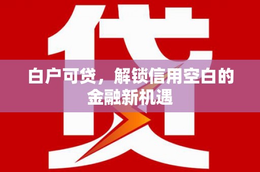 左营白户可贷，解锁信用空白的金融新机遇