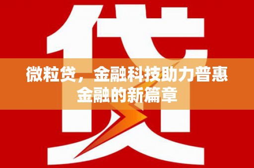 左营微粒贷，金融科技助力普惠金融的新篇章
