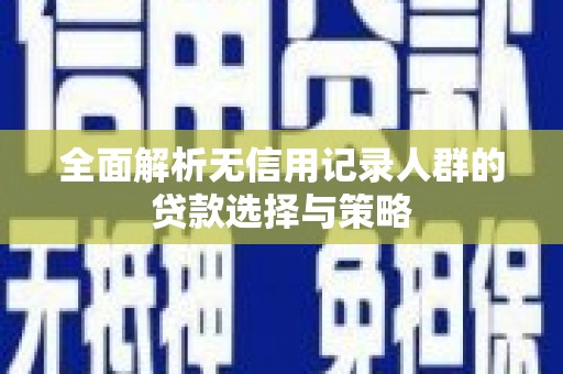 左营全面解析无信用记录人群的贷款选择与策略